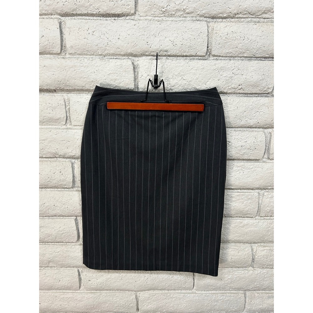 Worthington Stretch‎ Womens Charcoal Grey Pinstripe Pencil Skirt Size 4 Career